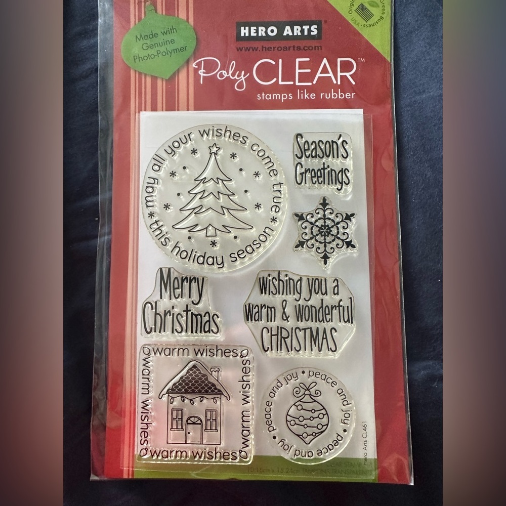 Retired Hero Arts CL461 PolyClear Christmas Clear Stamp Set NIP